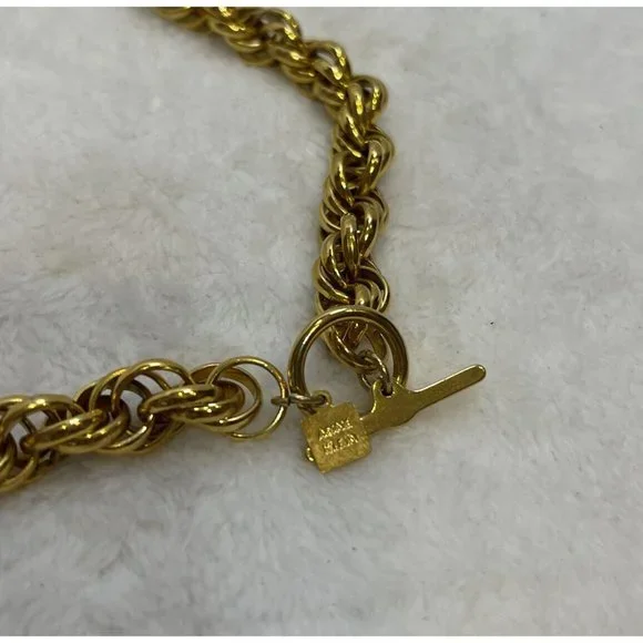 Vintage Classic Anne Klein Logo Couture￼Super Chunky Gold Link Necklace 22” - Picture 5 of 8